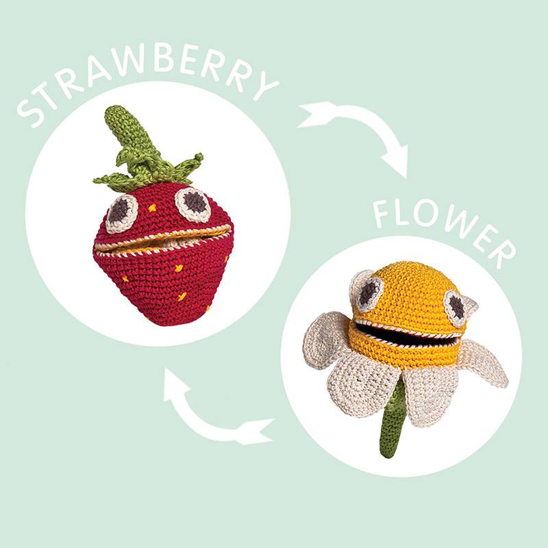 Myum - Hochet Fraise Réversible Fait Main Coton Bio - Myum - Imagen 2