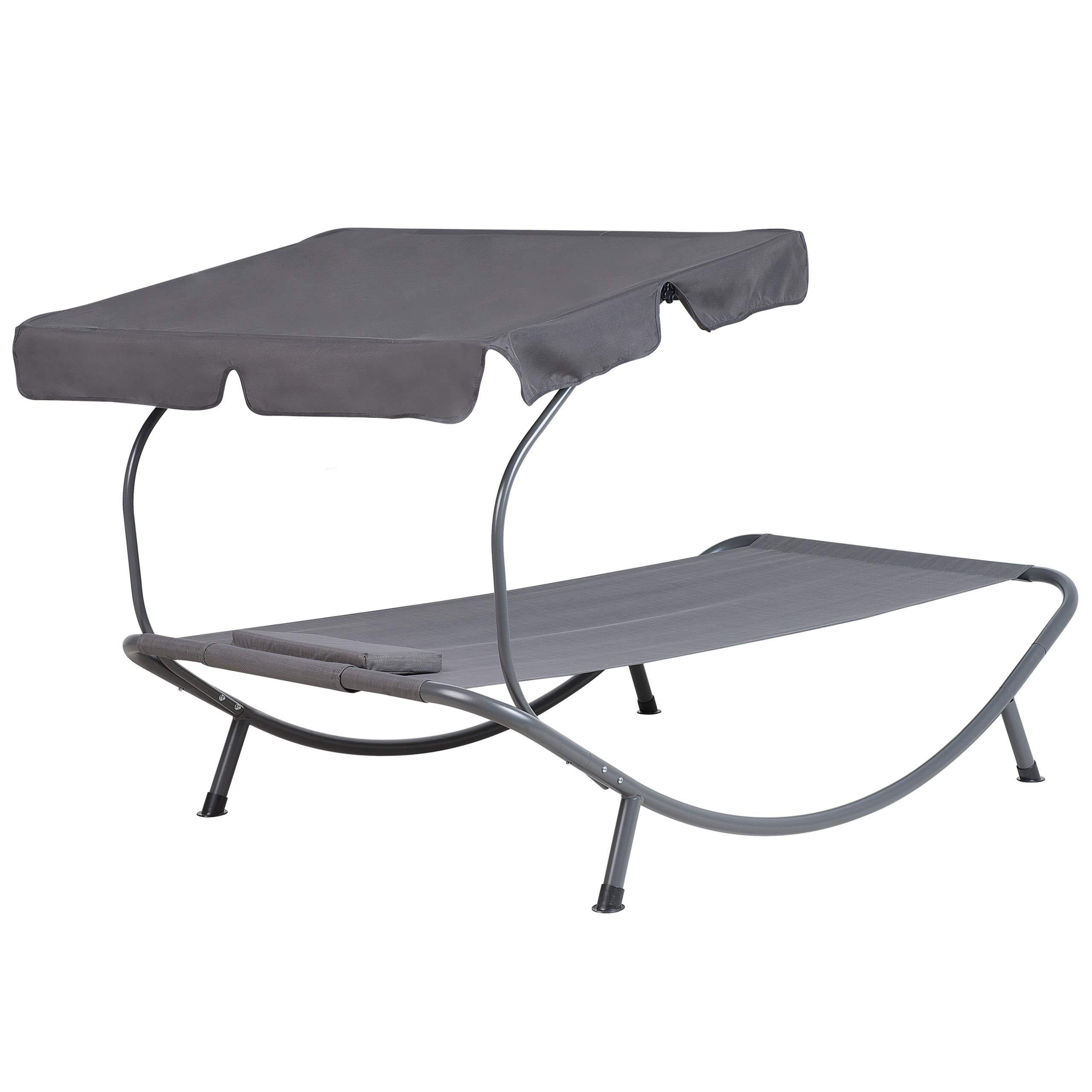 Beliani - Chaise Longue de Jardin en Acier et Tissu Gris Design Résistant et Luxueux pour Jardin ou Terrasse Moderne - Imagen 6