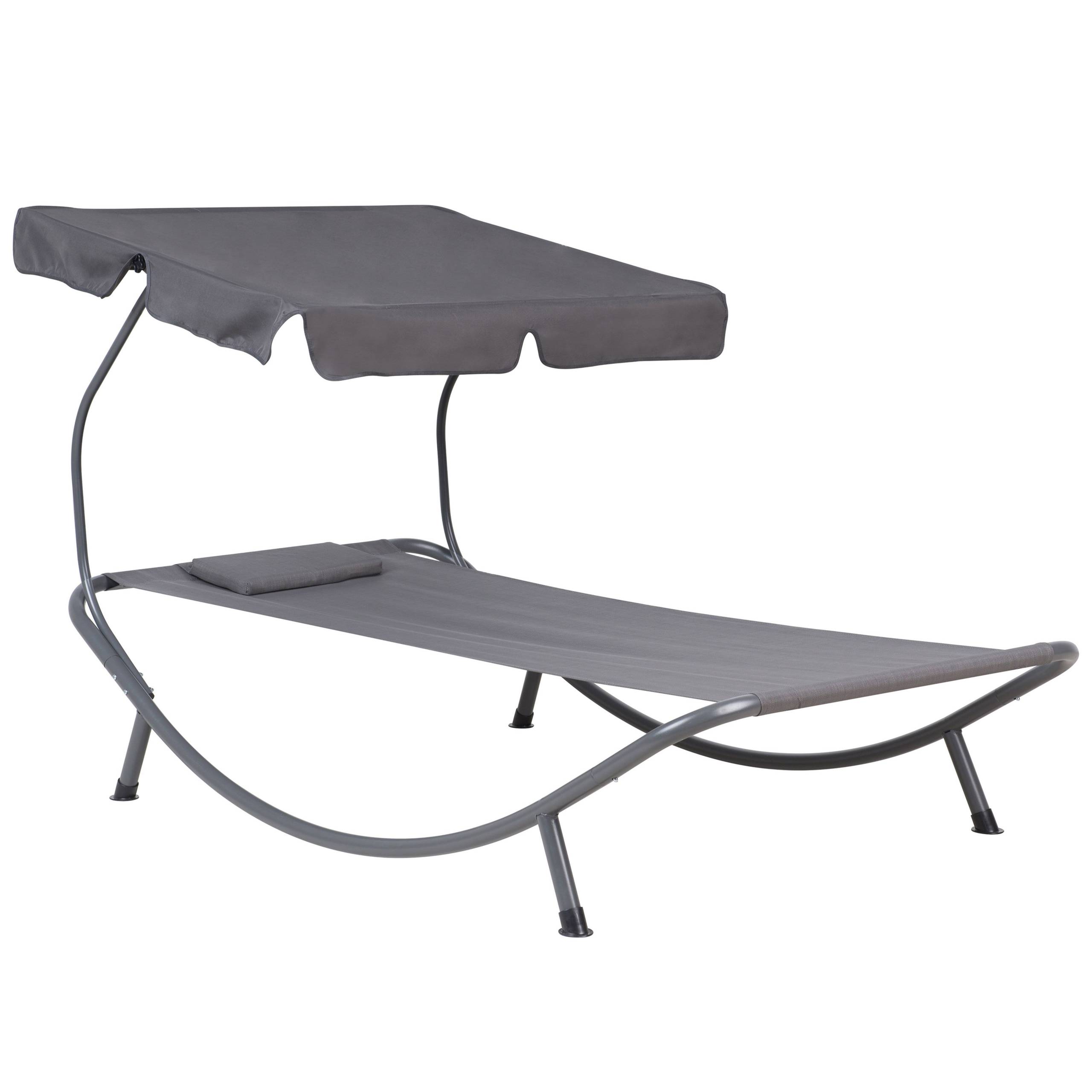 Beliani - Chaise Longue de Jardin en Acier et Tissu Gris Design Résistant et Luxueux pour Jardin ou Terrasse Moderne - Imagen 1
