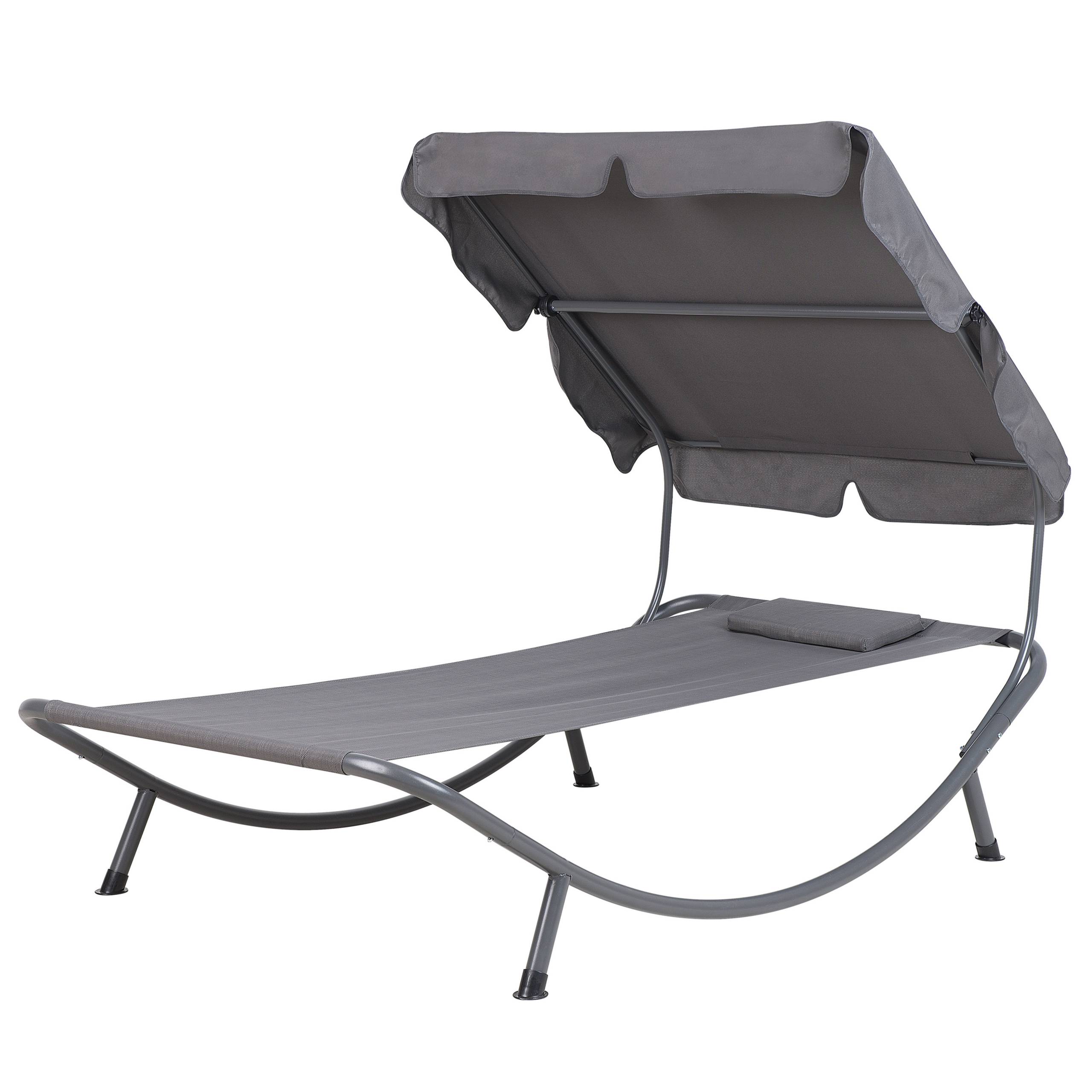 Beliani - Chaise Longue de Jardin en Acier et Tissu Gris Design Résistant et Luxueux pour Jardin ou Terrasse Moderne - Imagen 4