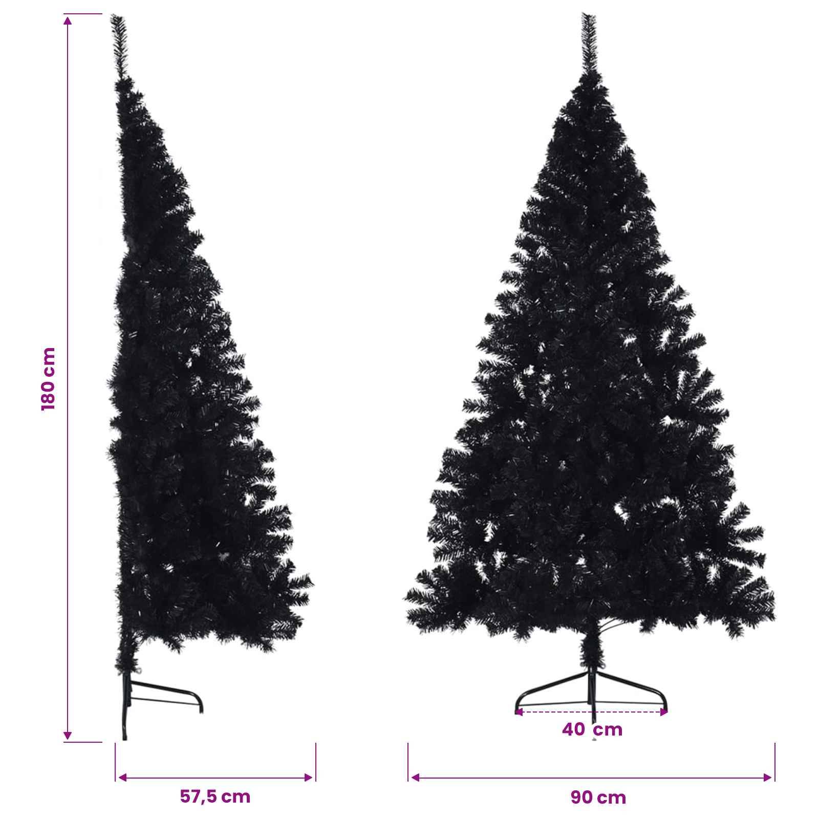 Vidaxl - Demi sapin de Noël artificiel avec support Noir 180 cm PVC vidaXL 344677 - Image 3