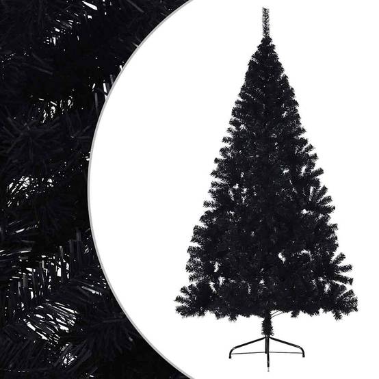 Vidaxl - Demi sapin de Noël artificiel avec support Noir 180 cm PVC vidaXL 344677 - Image 4
