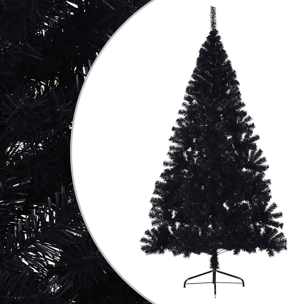 Vidaxl - Demi sapin de Noël artificiel avec support Noir 180 cm PVC vidaXL 344677 - Image 4