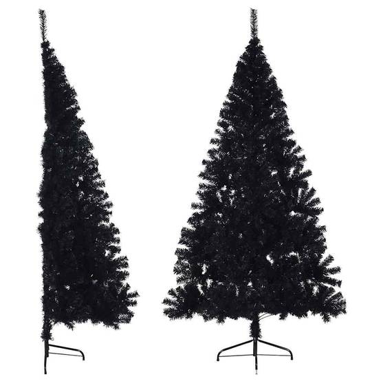 Vidaxl - Demi sapin de Noël artificiel avec support Noir 180 cm PVC vidaXL 344677 - Image 2