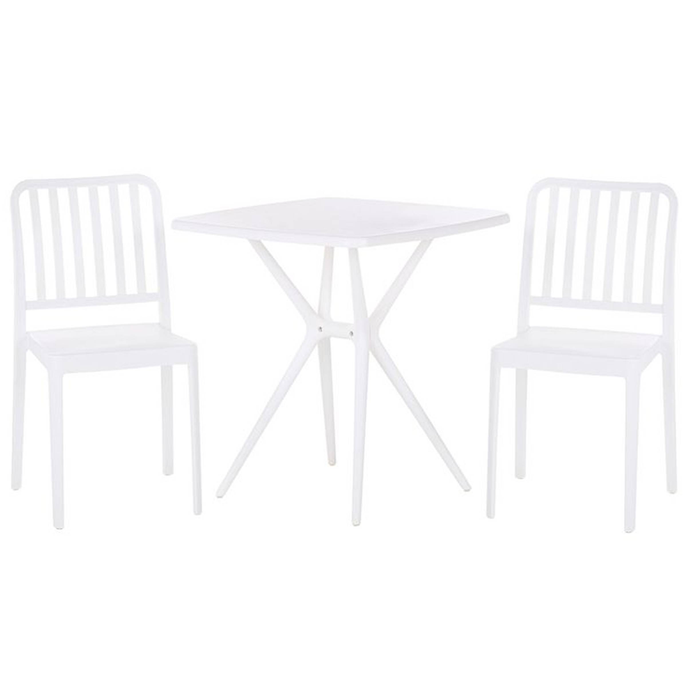 Beliani - Set de Bistro Blanc Plastique 2 Chaises Table Moderne Enseble Jardin Meuble de Balcon - Imagen 1