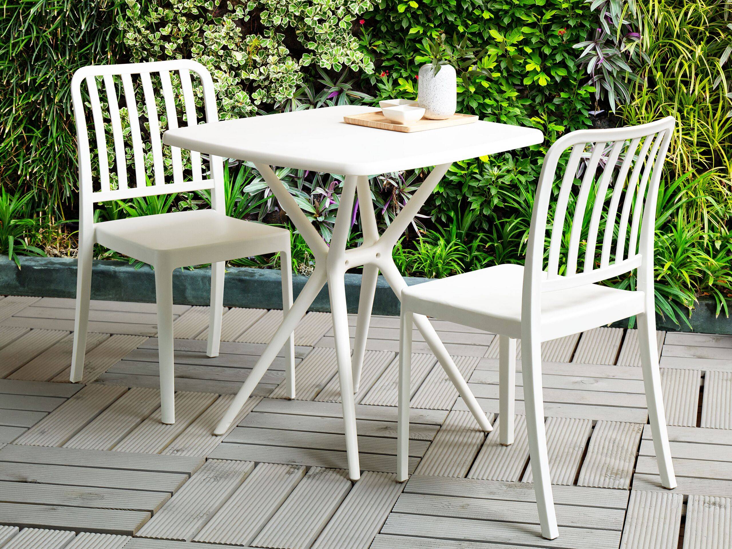Beliani - Set de Bistro Blanc Plastique 2 Chaises Table Moderne Enseble Jardin Meuble de Balcon - Imagen 2
