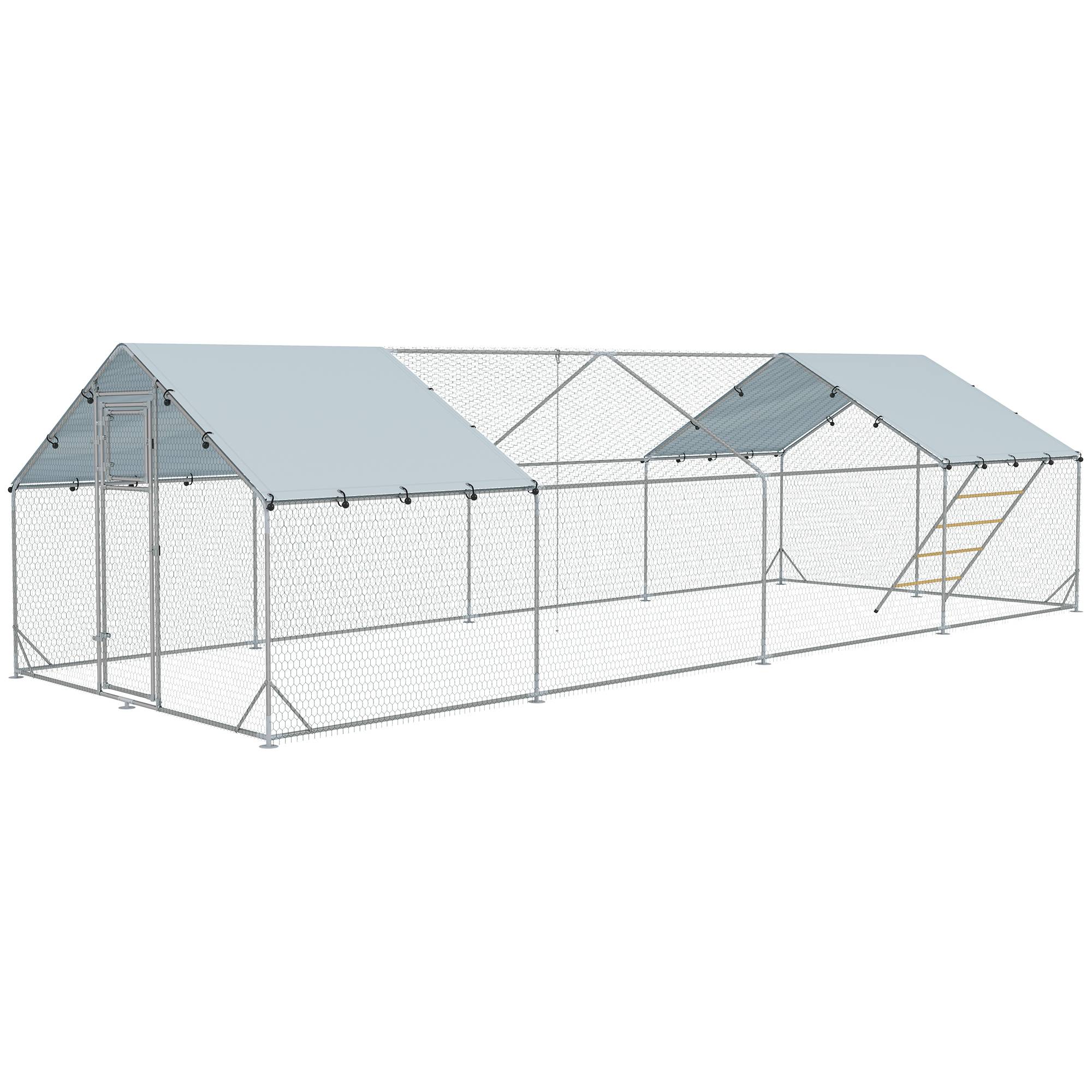 Poulailler, enclos, bâche anti-UV, grillage, distributeur, 24-30 poules - Image 2