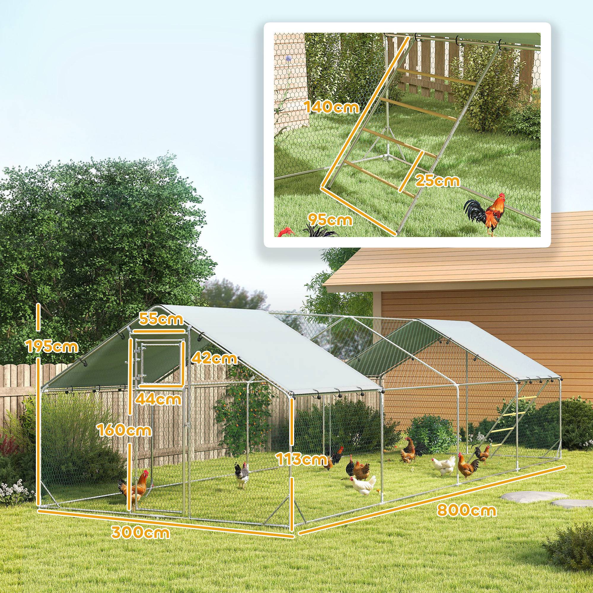 Poulailler, enclos, bâche anti-UV, grillage, distributeur, 24-30 poules - Image 5