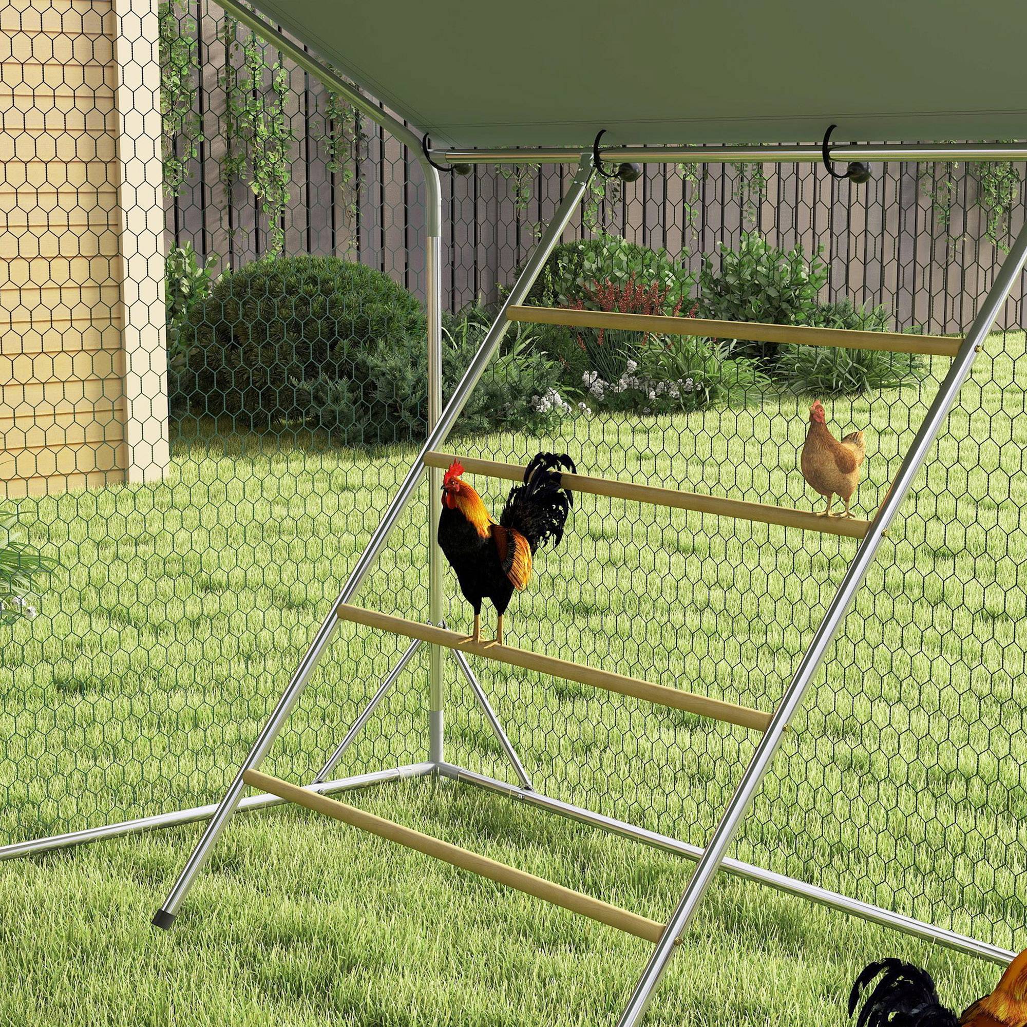 Poulailler, enclos, bâche anti-UV, grillage, distributeur, 24-30 poules - Image 10