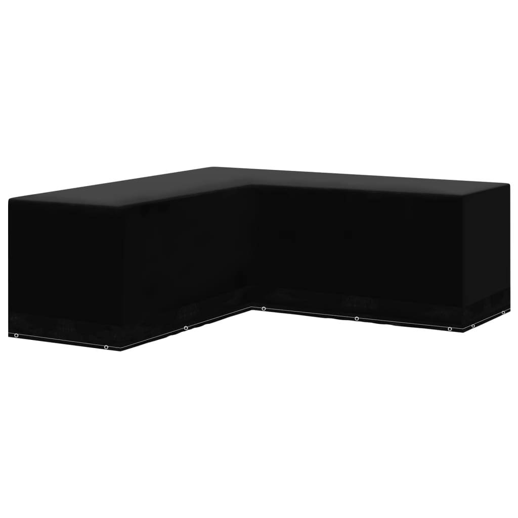 Lot de 2 Housses Salon de Jardin d'Angle en L PE Étanche Anti-UV pour Canapé d'Extérieur Noir 250x250x90cm – ComfortXL Outdoor Living - Image 2