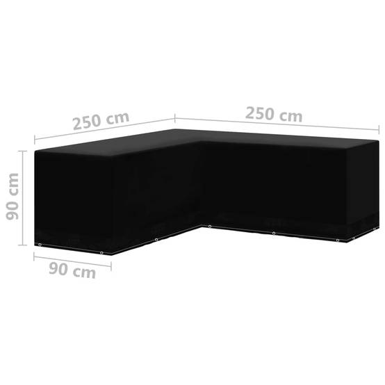 Lot de 2 Housses Salon de Jardin d'Angle en L PE Étanche Anti-UV pour Canapé d'Extérieur Noir 250x250x90cm – ComfortXL Outdoor Living - Image 7
