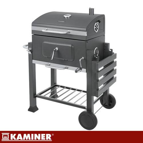 Barbecue de jardin au charbon de bois avec grille en fonte, cheminée avec couvercle, bac à cendres et thermomè - Image 8