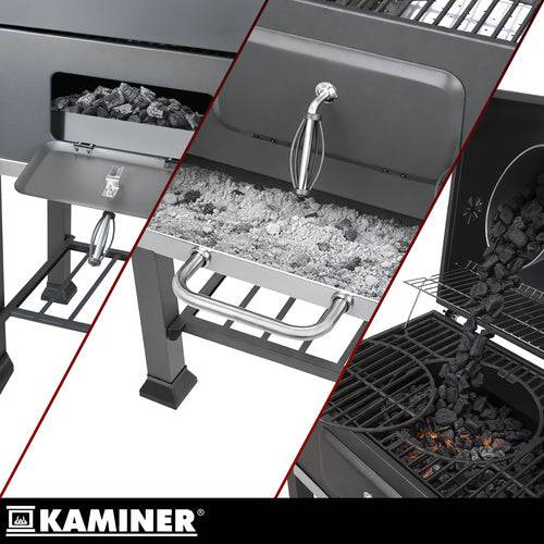 Barbecue de jardin au charbon de bois avec grille en fonte, cheminée avec couvercle, bac à cendres et thermomè - Image 10