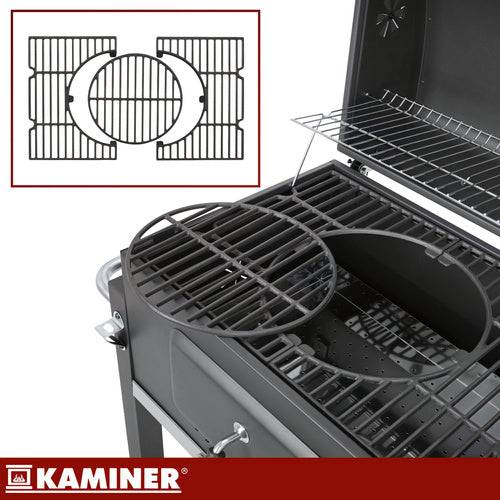 Barbecue de jardin au charbon de bois avec grille en fonte, cheminée avec couvercle, bac à cendres et thermomè - Image 4