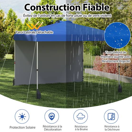Tonnelle de Jardin 3X3 M avec Paroi Latérale, Tente Réception Pliant avec Sac à Roulettes & 4 Sacs de Sable Toit Aéré, pour Fête Camping - Image 4