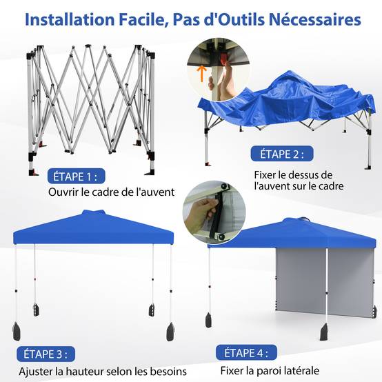 Tonnelle de Jardin 3X3 M avec Paroi Latérale, Tente Réception Pliant avec Sac à Roulettes & 4 Sacs de Sable Toit Aéré, pour Fête Camping - Image 5