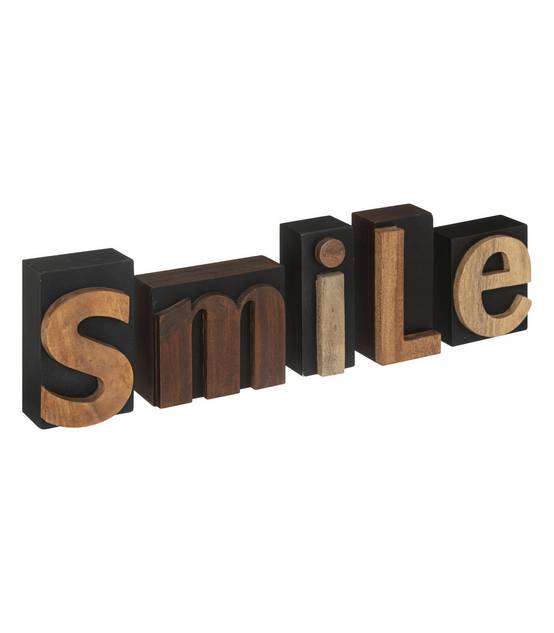 Mot déco SMILE en Bois de Manguier L 58 cm - Image 1