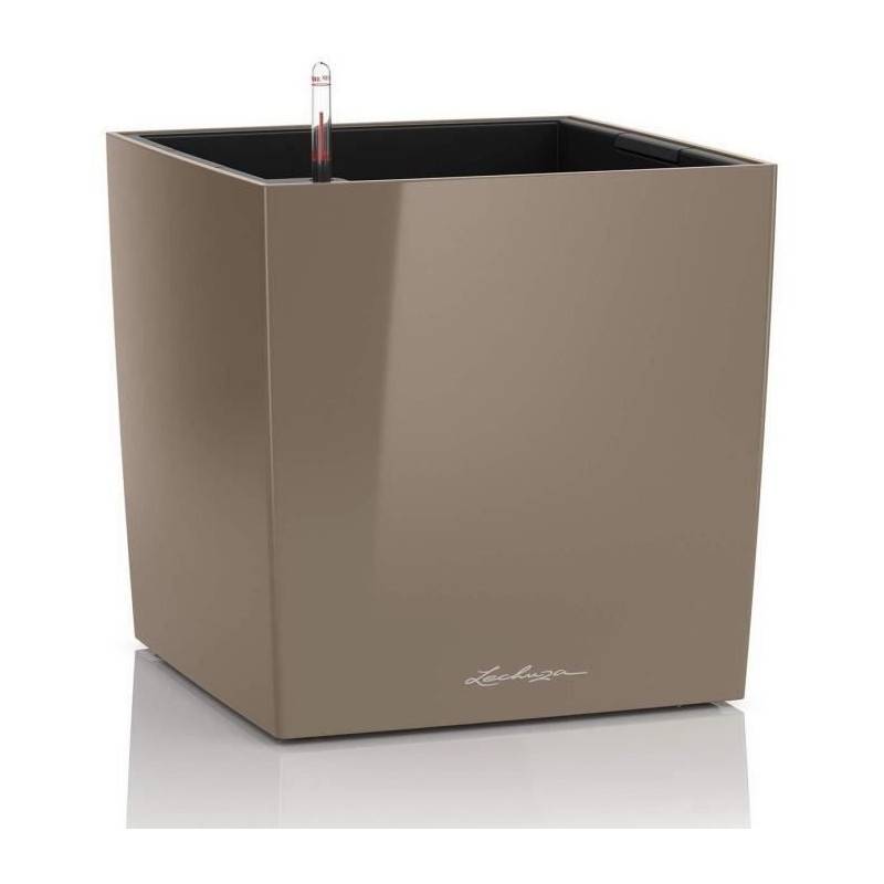 Lechuza - Pot De Fleur Lechuza Cube Premium 50 - Kit Complet, Taupe Brillant - Imagen 1