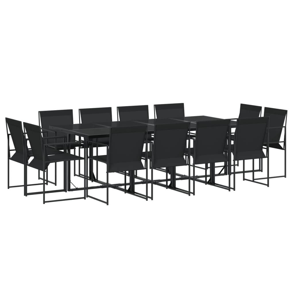 Table et Chaises de Jardin 12 Places en Textilène, Ensemble Encastrable Noir avec Table en Verre 220cm – ComfortXL Outdoor Living - Image 2