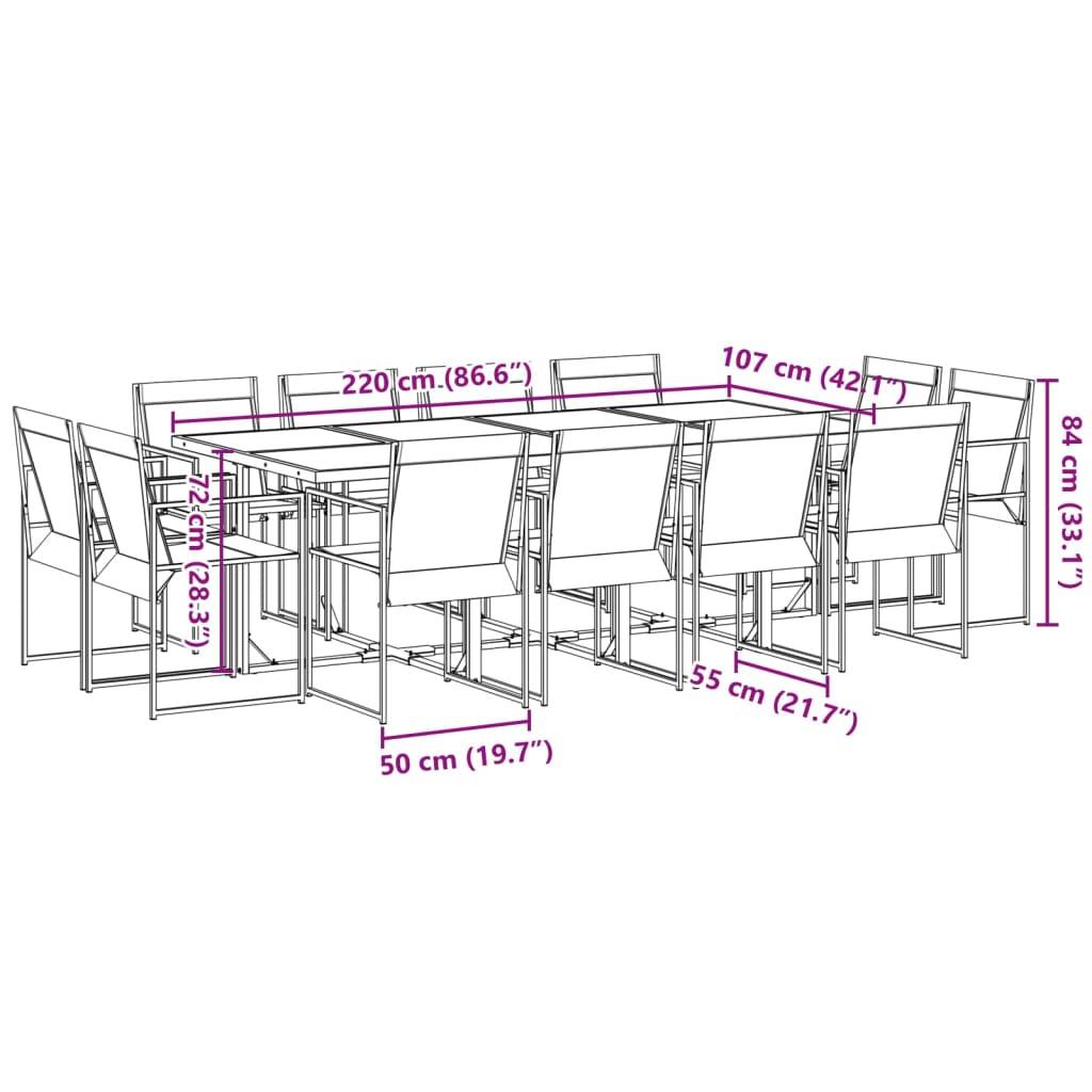 Table et Chaises de Jardin 12 Places en Textilène, Ensemble Encastrable Noir avec Table en Verre 220cm – ComfortXL Outdoor Living - Image 8