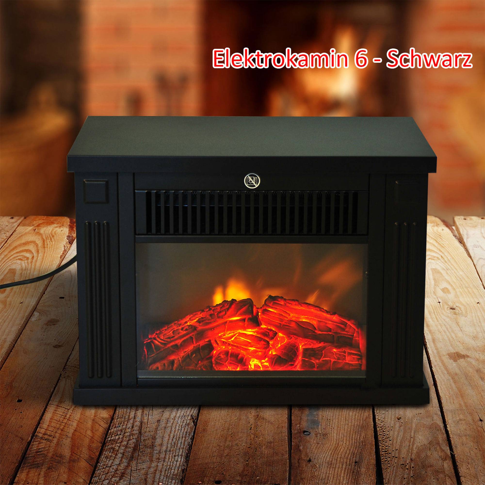 Cheminée électrique avec chauffage, cheminée électrique avec effet flamme LED, cheminée décorative 600/1200 W, poêle-cheminée électrique, noir - Image 10