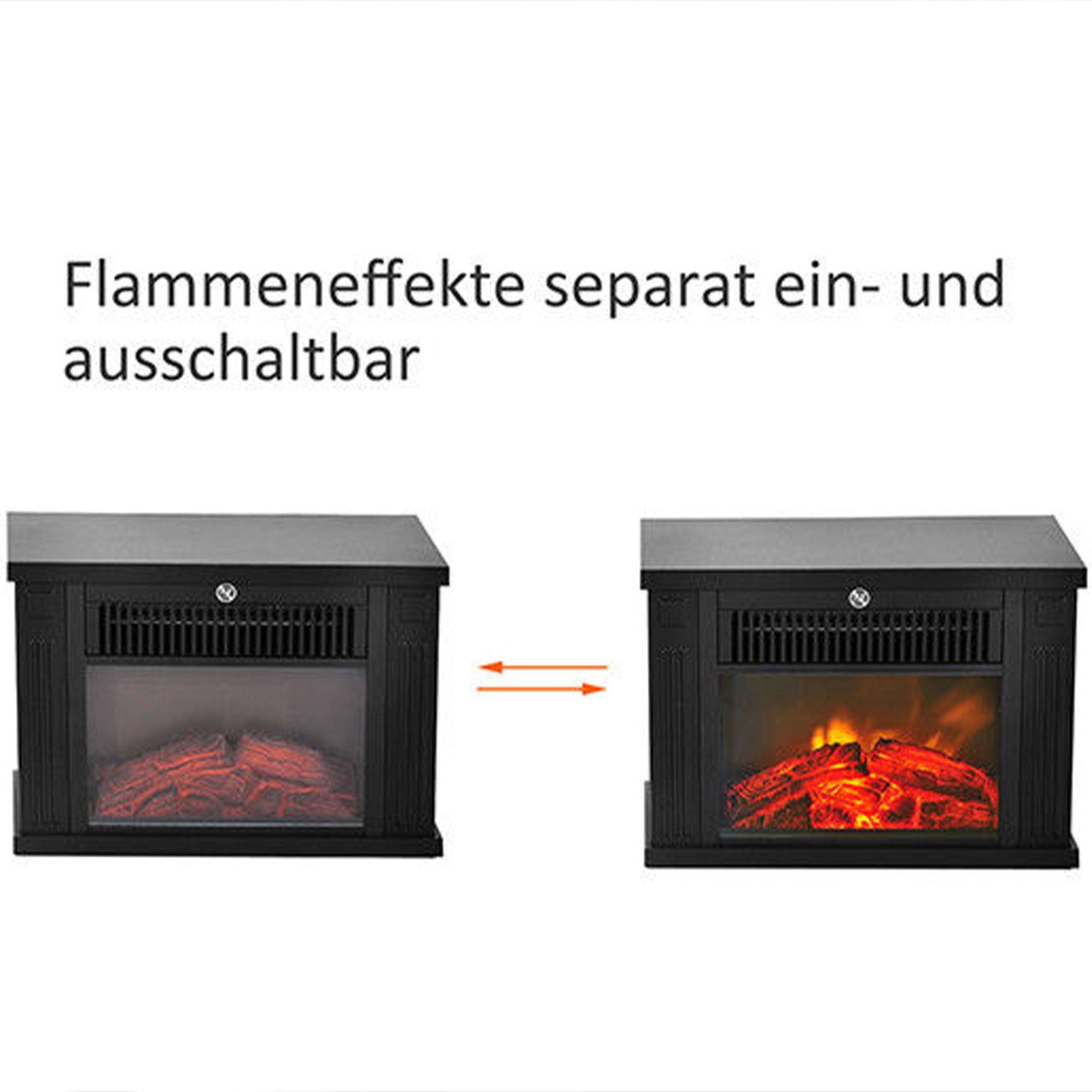 Cheminée électrique avec chauffage, cheminée électrique avec effet flamme LED, cheminée décorative 600/1200 W, poêle-cheminée électrique, noir - Image 6