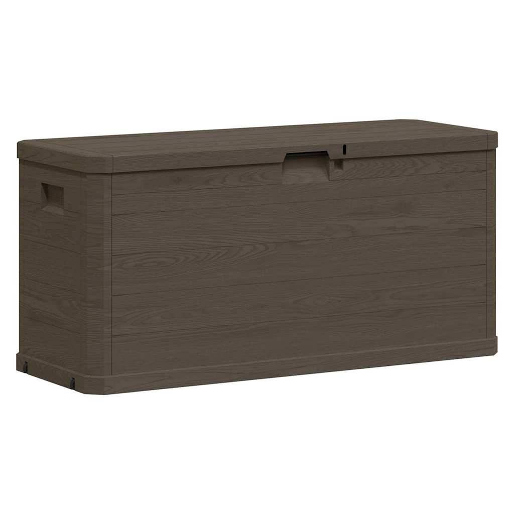 Coffre de Jardin Plastique Aspect Bois Résistant aux Intempéries 280L Marron 117x45x56 cm – ComfortXL Outdoor Living - Image 3