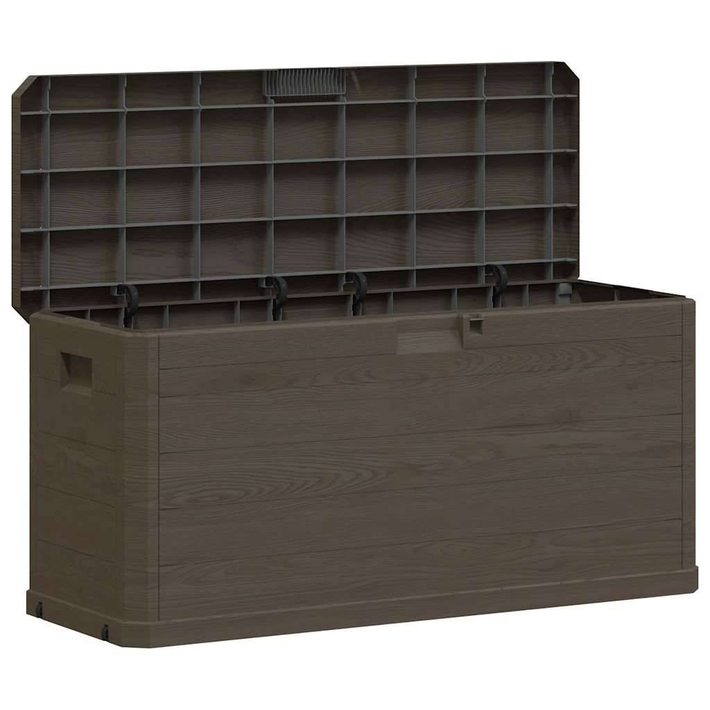 Coffre de Jardin Plastique Aspect Bois Résistant aux Intempéries 280L Marron 117x45x56 cm – ComfortXL Outdoor Living - Image 2
