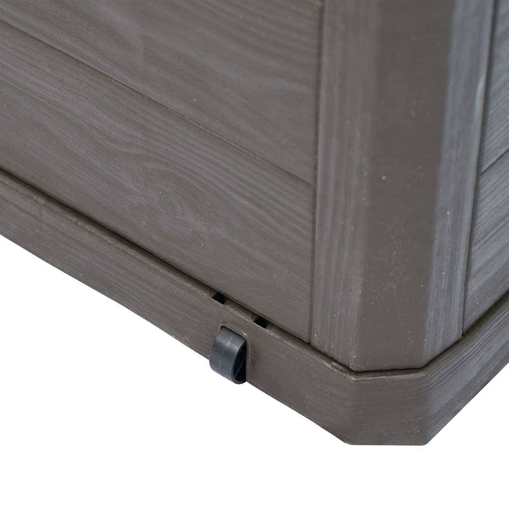 Coffre de Jardin Plastique Aspect Bois Résistant aux Intempéries 280L Marron 117x45x56 cm – ComfortXL Outdoor Living - Image 8