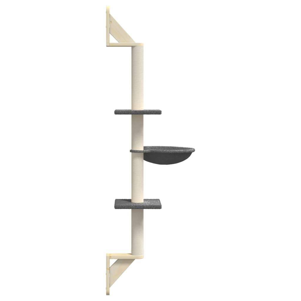 Arbre à chat mural - Arbre à grimper pour chat - Tour à chat avec griffoir gris foncé 142,5 cm - Image 5