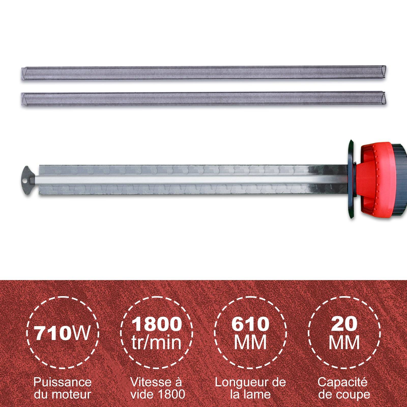 Taille-haie électrique 710 W, longueur de lame 610 mm, 1800 tr/min - Image 5