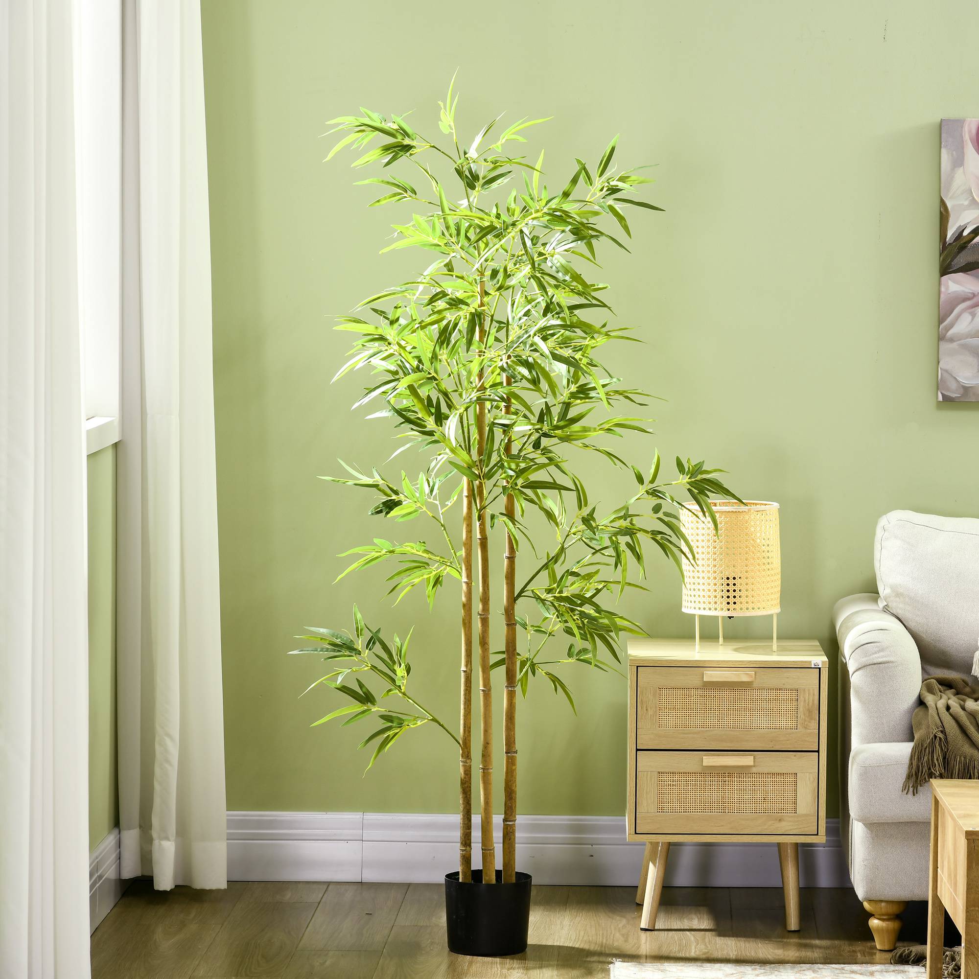 Bambou artificiel plastique vert 17 x 17 x 180 cm - PANGIVO - Image 9