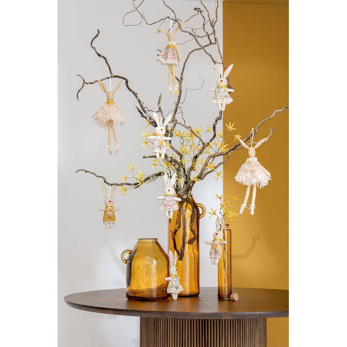 Vase Anse en Verre "Bouteille" 45cm Ocre - Image 4