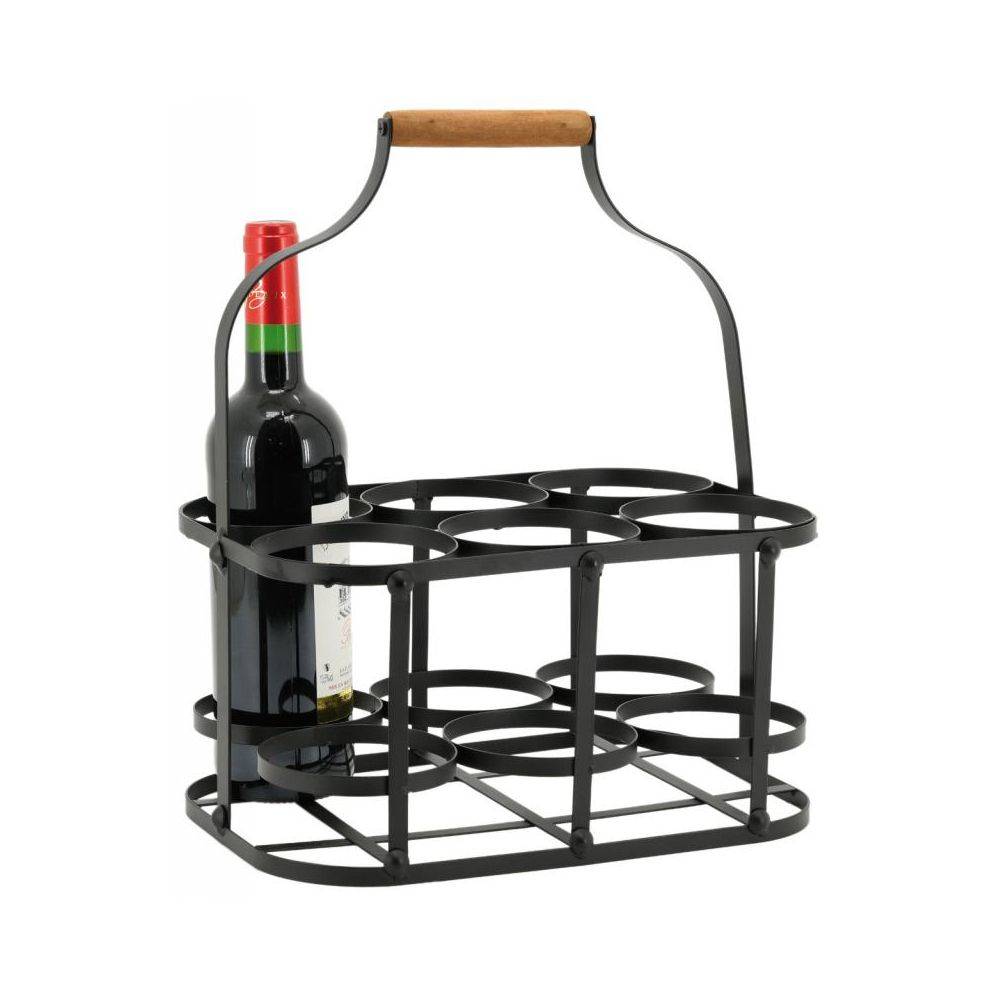 Aubry Gaspard - Panier bouteilles en métal et bois 6 bouteilles - Imagen 2
