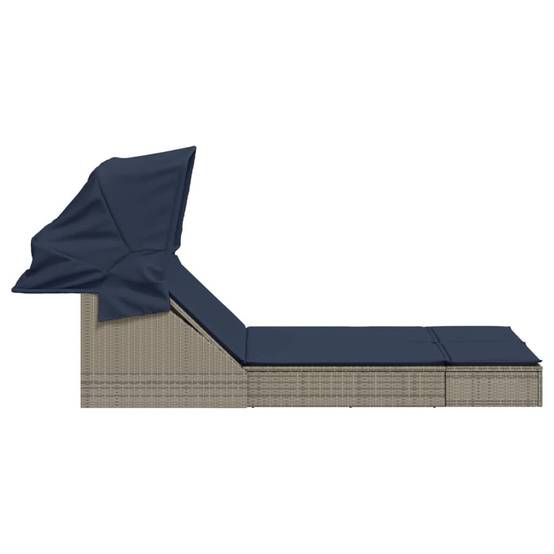 Transat Double de Jardin Résine Tressée avec Pare-Soleil Gris – ComfortXL Outdoor Living - Image 4