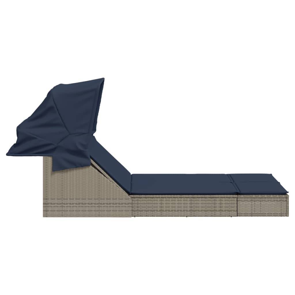 Transat Double de Jardin Résine Tressée avec Pare-Soleil Gris – ComfortXL Outdoor Living - Image 4