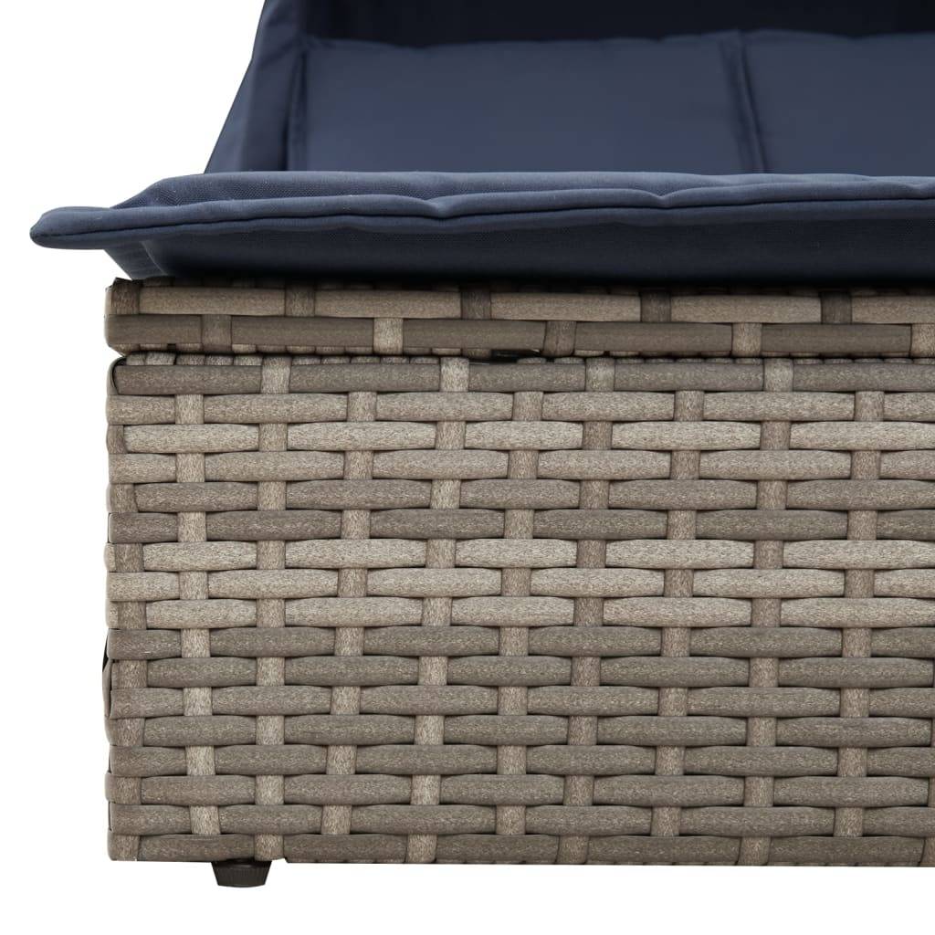 Transat Double de Jardin Résine Tressée avec Pare-Soleil Gris – ComfortXL Outdoor Living - Image 7