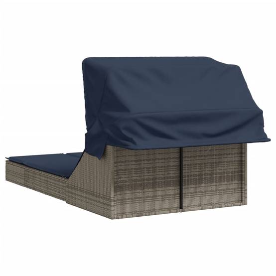 Transat Double de Jardin Résine Tressée avec Pare-Soleil Gris – ComfortXL Outdoor Living - Image 5