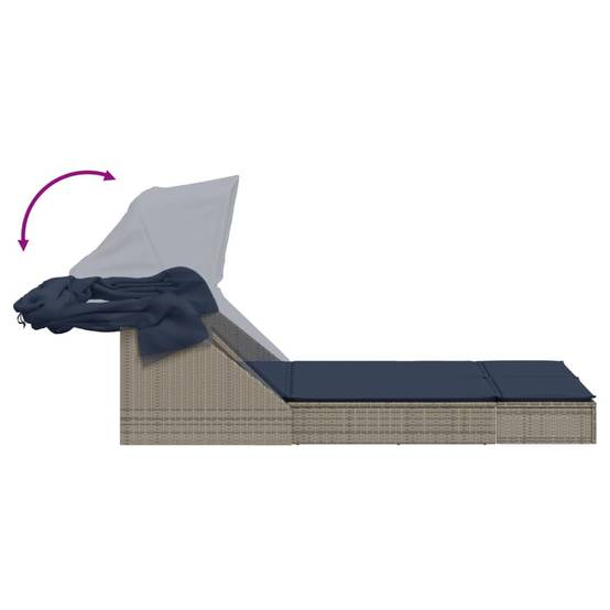 Transat Double de Jardin Résine Tressée avec Pare-Soleil Gris – ComfortXL Outdoor Living - Image 6