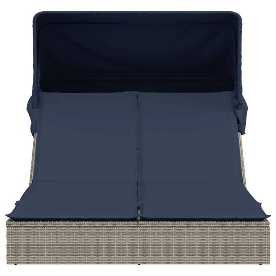 Transat Double de Jardin Résine Tressée avec Pare-Soleil Gris – ComfortXL Outdoor Living - Image 3