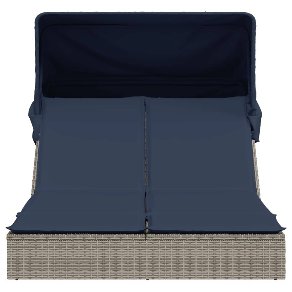 Transat Double de Jardin Résine Tressée avec Pare-Soleil Gris – ComfortXL Outdoor Living - Image 3