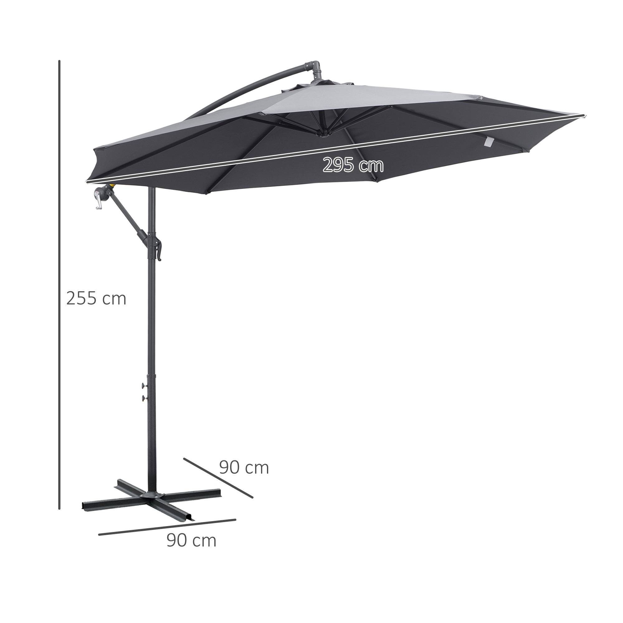 Parasol déporté octogonal rabattable dia. 3 m parasol de jardin - Polyester Gris fr323 - Image 5