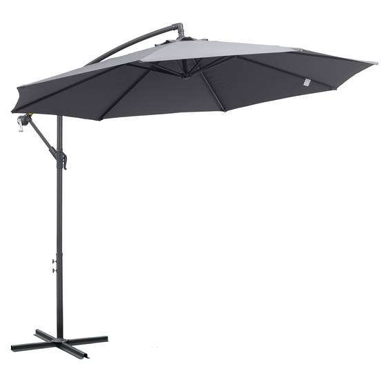 Parasol déporté octogonal rabattable dia. 3 m parasol de jardin - Polyester Gris fr323 - Image 1