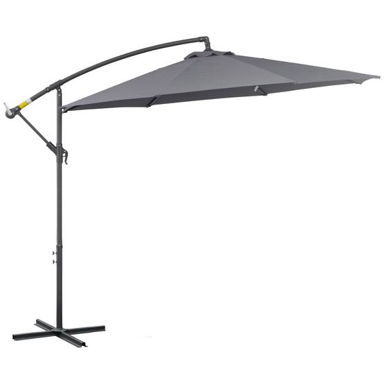 Parasol déporté octogonal rabattable dia. 3 m parasol de jardin - Polyester Gris fr323 - Image 2