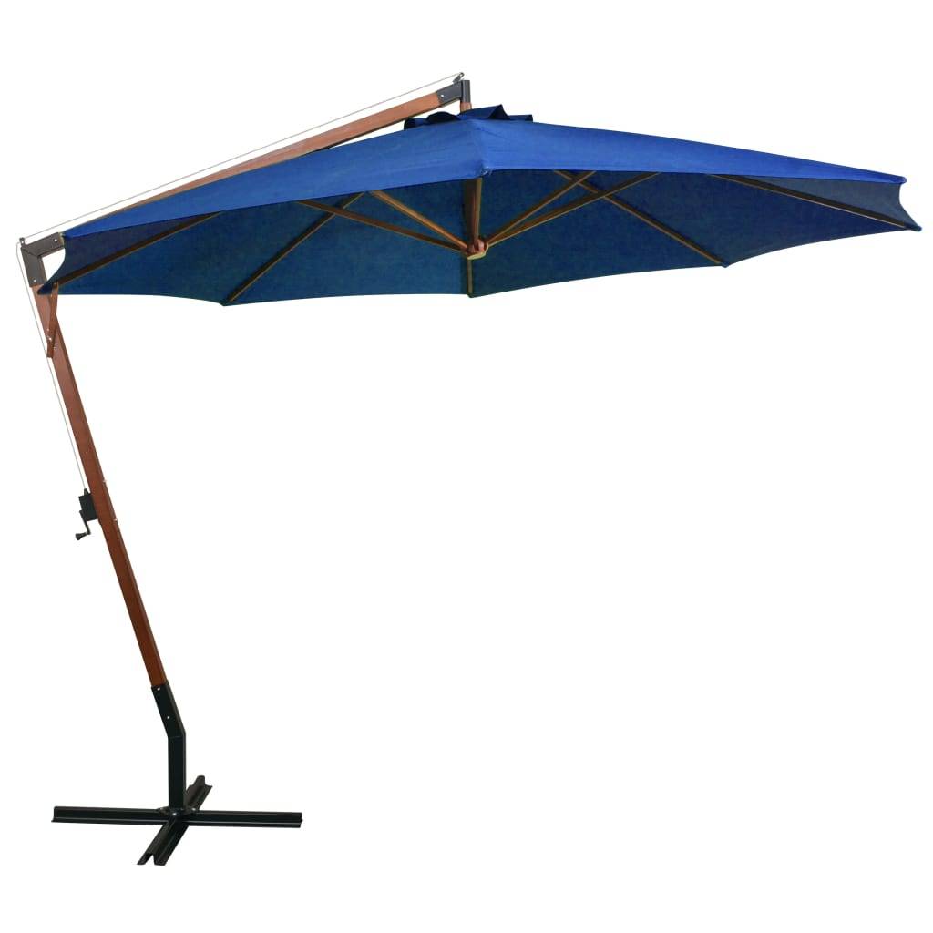 Helloshop26 - Parasol suspendu avec mât 3,5 x 2,9 m bois de sapin bleu - Imagen 2