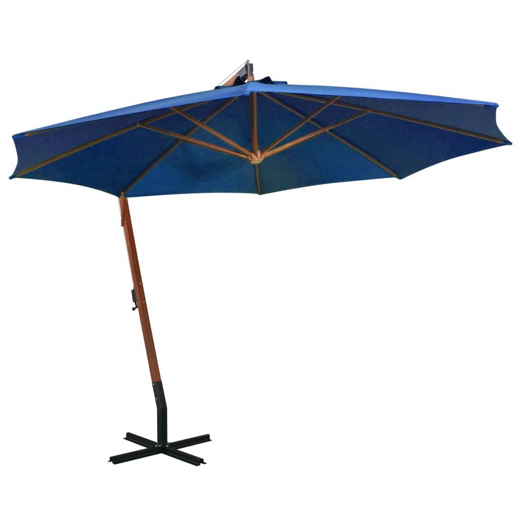 Helloshop26 - Parasol suspendu avec mât 3,5 x 2,9 m bois de sapin bleu - Imagen 1