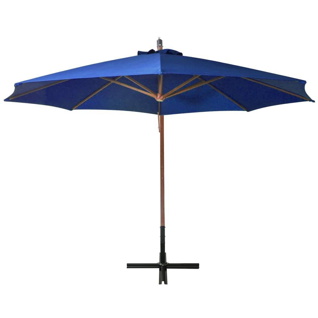 Helloshop26 - Parasol suspendu avec mât 3,5 x 2,9 m bois de sapin bleu - Imagen 3