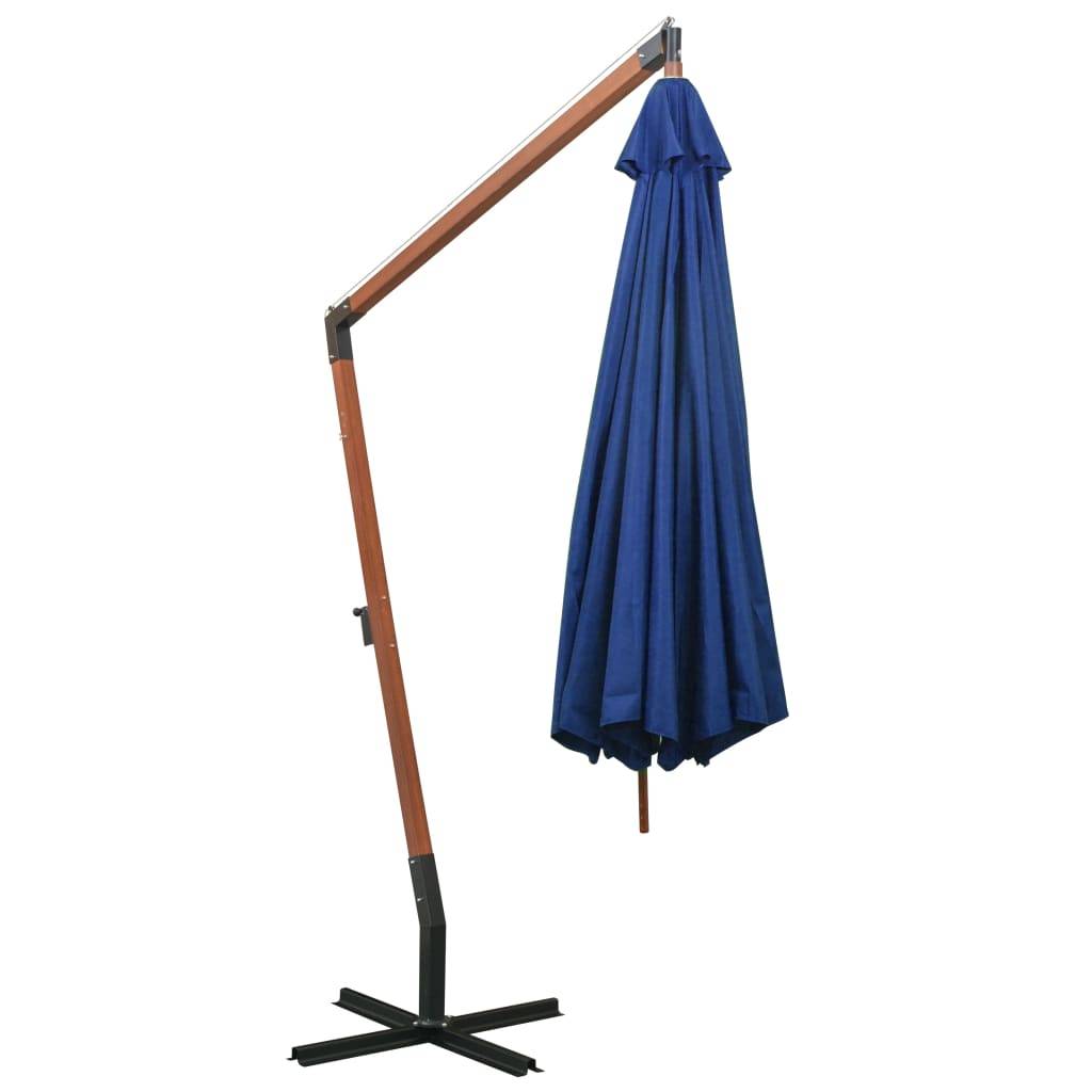 Helloshop26 - Parasol suspendu avec mât 3,5 x 2,9 m bois de sapin bleu - Imagen 4