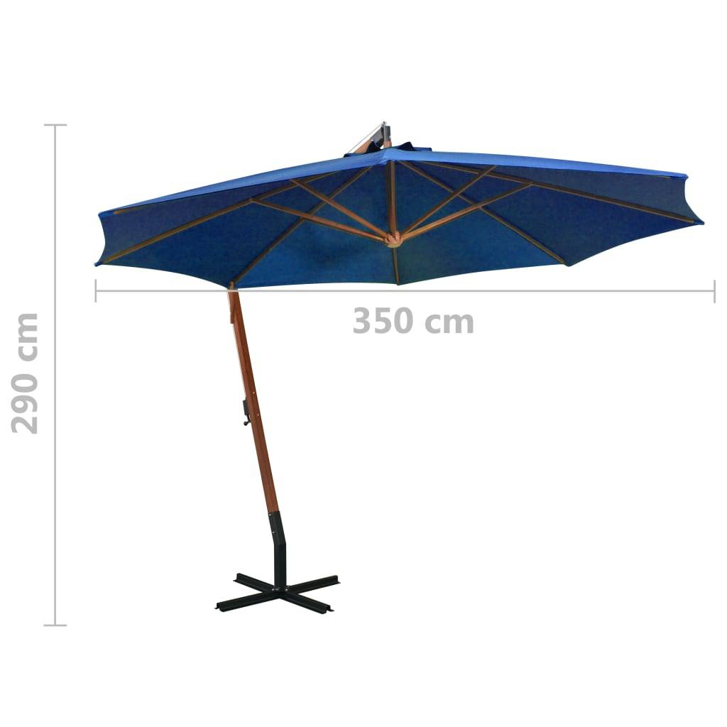 Helloshop26 - Parasol suspendu avec mât 3,5 x 2,9 m bois de sapin bleu - Imagen 8
