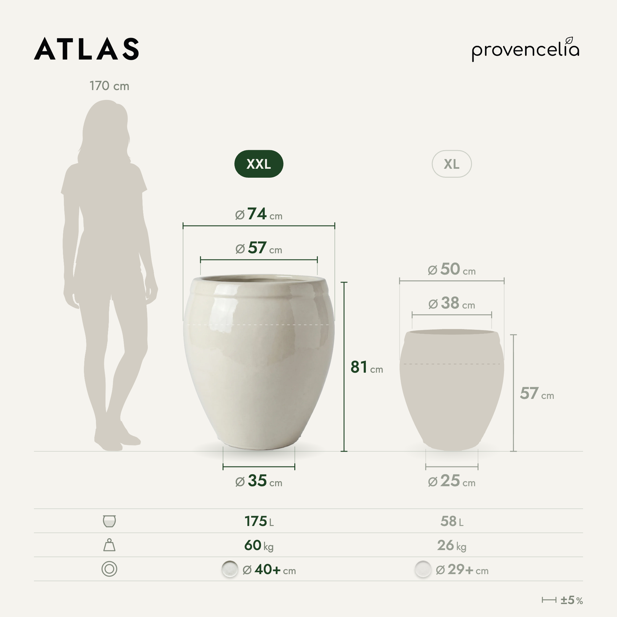 Provencelia - Pot ATLAS 75x78cm crème - Image 2